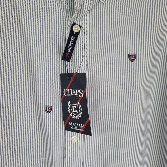 Chaps Heritage Striped Button Down Shirt Men's Large NWT Long Sleeve Casual - Picture 7 of 13